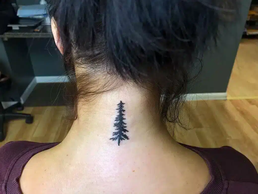 Beautiful Tree Tattoo on Neck by Kristy-Tattoo