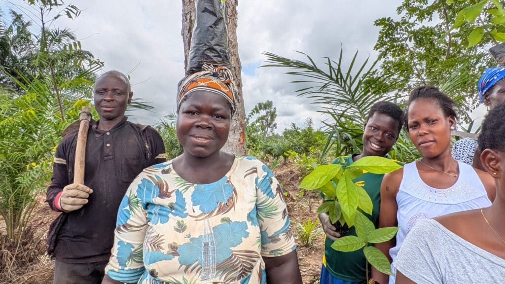 Click A Tree Board Game Road Projekt Gruppe von menschen mit Setzlingen
