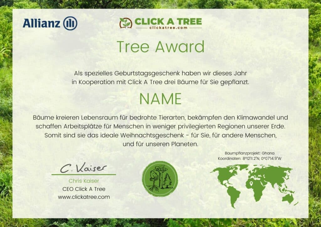 Allianz Bäume pflanzen als Geburtstagsgeschenk